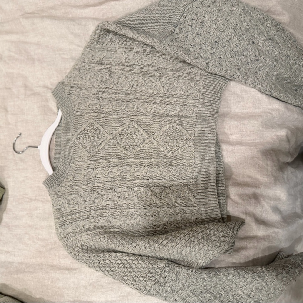 Princess Polly cable knit sweater grey cropped M /L